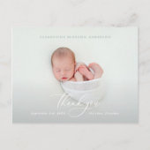 Elegant script geboorte aankondiging foto dank u (Voorkant)