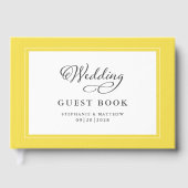 Elegant Script Geel bruiloft Gastenboek Trendy (Voorkant)