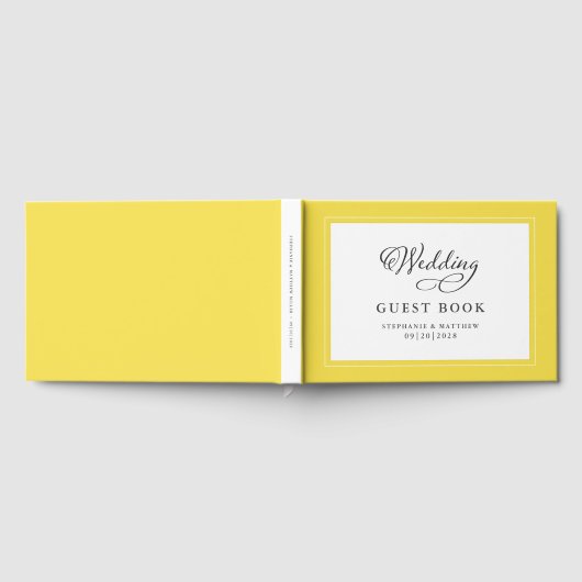 Elegant Script Geel bruiloft Gastenboek Trendy (Volledig)