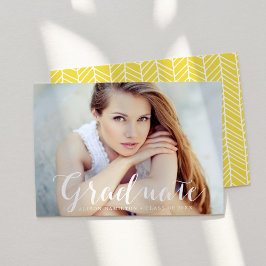 Elegant Script Geel Photo Afstuderen Aankondiging
