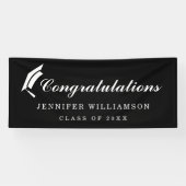 Elegant script Gefeliciteerd Afstuderen Zwart Spandoek (Horizontaal)