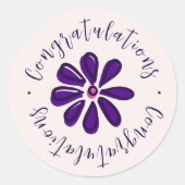 Elegant script - Gefeliciteerd - Flower Ronde Sticker (Voorkant)