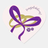 Elegant script Gefeliciteerd met je huwelijk Hart Sticker (Voorkant)