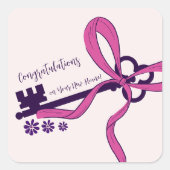 Elegant script Gefeliciteerd met je nieuwe huis Vierkante Sticker (Voorkant)