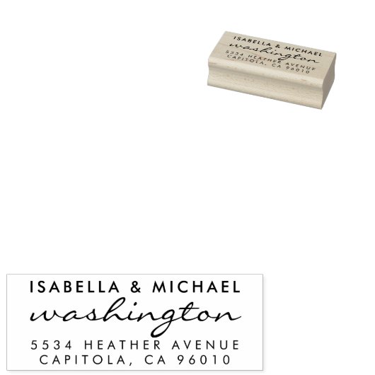 Elegant script gehuwd met paar retouradres rubberstempel (Gestempeld)