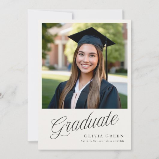 Elegant script geïllustreerde afstudeerfeest kaart (Achterkant)