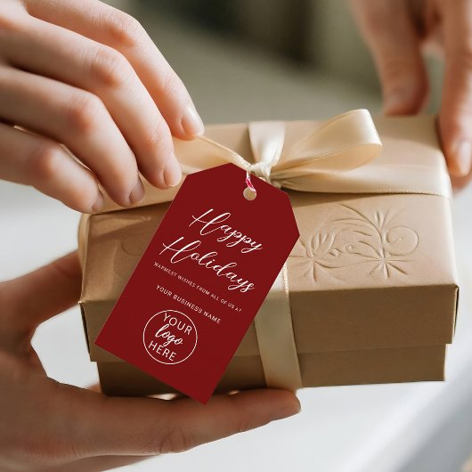 Elegant Script Gelukkig Nieuwjaar Zakelijk Logo Cadeaulabel
