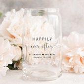 Elegant script gelukkig ooit na bruiloft blikvorm glas