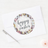 Elegant Script Gelukkig Pasen Eieren Ronde Sticker (Envelop)