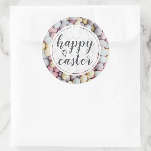 Elegant Script Gelukkig Pasen Eieren Ronde Sticker (Tas)