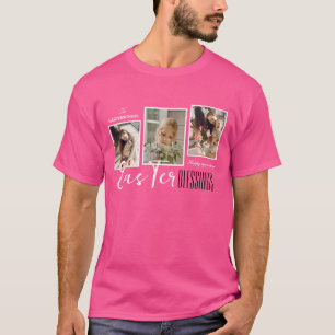 Elegant Script Gelukkig Pasen Familie Drie Foto T-shirt