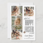 Elegant Script Gelukkig Pasen Familie Fotocollage Feestdagenkaart (Voorkant)