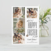 Elegant Script Gelukkig Pasen Familie Fotocollage Feestdagenkaart (Staand voorkant)
