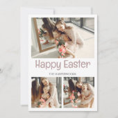 Elegant Script Gelukkig Pasen Familie Fotocollage Feestdagenkaart (Voorkant)