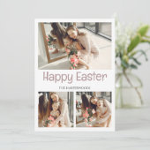 Elegant Script Gelukkig Pasen Familie Fotocollage Feestdagenkaart (Staand voorkant)