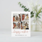 Elegant Script Gelukkig Pasen Familie Fotocollage Feestdagenkaart (Staand voorkant)