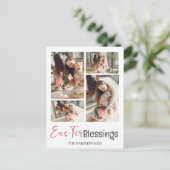 Elegant Script Gelukkig Pasen Familie Fotocollage Feestdagenkaart (Staand voorkant)