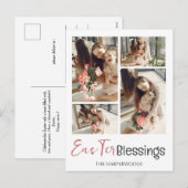 Elegant Script Gelukkig Pasen Familie Fotocollage Feestdagenkaart (Voorkant / Achterkant)