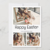 Elegant Script Gelukkig Pasen Familie Fotocollage Feestdagenkaart (Voorkant)