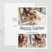 Elegant Script Gelukkig Pasen Familie Fotocollage Feestdagenkaart (Voorkant / Achterkant)
