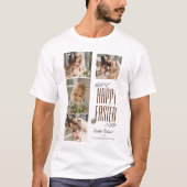 Elegant Script Gelukkig Pasen Familie Fotocollage T-shirt (Voorkant)