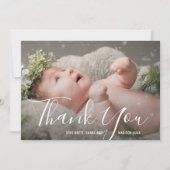 Elegant Script Gender Neutral Photo Baby shower Bedankkaart (Voorkant)
