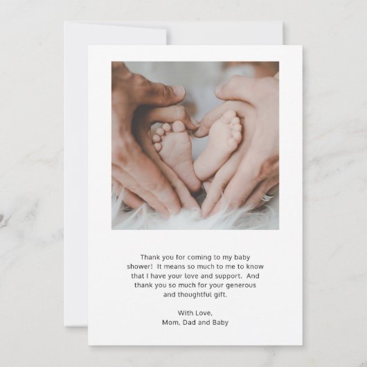 Elegant Script Gender Neutral Photo Baby shower Bedankkaart (Achterkant)
