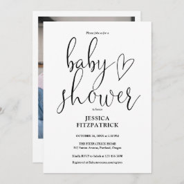 Elegant Script Gender Neutral Photo Baby shower Kaart