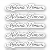 Elegant script gepersonaliseerde handgeschreven na sticker (Voorkant)