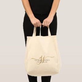 Elegant Script Gepersonaliseerde Monogram Bruidsme Tote Bag