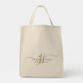 Elegant Script Gepersonaliseerde Monogram Bruidsme Tote Bag (Achterkant)