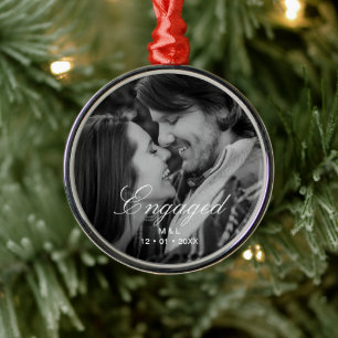 Elegant script Gepersonaliseerde paar foto Metalen Ornament
