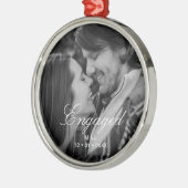 Elegant script Gepersonaliseerde paar foto Metalen Ornament (Links)