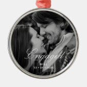 Elegant script Gepersonaliseerde paar foto Metalen Ornament (Voorkant)