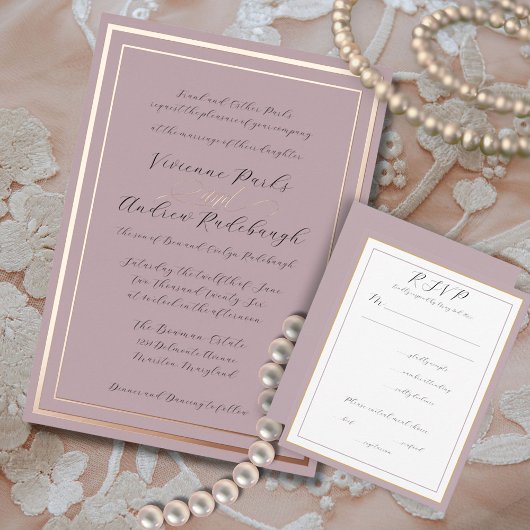 Elegant Script gepolijst lavendel 2 RSVP Kaartje