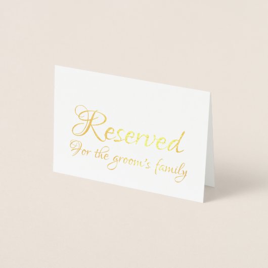 Elegant Script Gereserveerd Bruiloft Tafel Plaats Folie Kaarten (Voorkant)