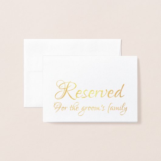 Elegant Script Gereserveerd Bruiloft Tafel Plaats Folie Kaarten (Voorkant met envelop)