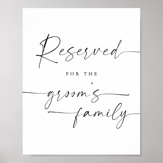 Elegant script gereserveerd voor familie bruiloft poster (Voorkant)
