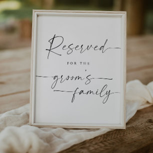 Elegant script gereserveerd voor familie bruiloft  poster