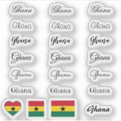 Elegant script Ghana & Ghanese vlag / naam Set Sticker (Voorkant)