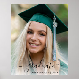Elegant Script Girl Afstuderen Afstuderen foto's Poster
