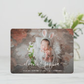 Elegant Script Girl Newborn Photo Birth Aankondiging (Staand voorkant)