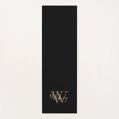 Elegant Script Girly Black Gold Monogram Yoga Mat (Voorkant)
