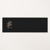 Elegant Script Girly Black Gold Monogram Yoga Mat (Voorkant (horizontaal))