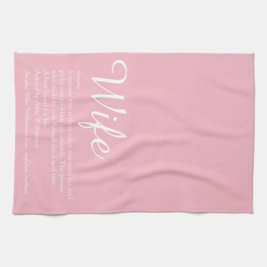 Elegant Script Girly Pink Fun Theedoek (Horizontaal)