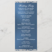 Elegant Script & Glitter - Blauwe bruiloft Programmakaart (Achterkant)