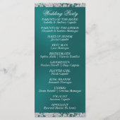 Elegant Script & Glitter - Blauwgroen bruiloft Programmakaart (Achterkant)