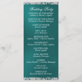 Elegant Script & Glitter - Blauwgroen bruiloft Programmakaart (Achterkant)