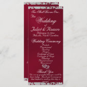 Elegant Script & Glitter - Bourgondische bruiloft Programmakaart (Voorkant / Achterkant)