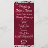 Elegant Script & Glitter - Bourgondische bruiloft Programmakaart (Voorkant)